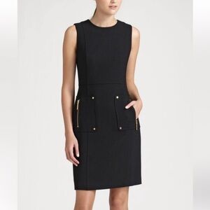 Tory Burch Black Sleeveless Sheath Dress with Gold Hardware